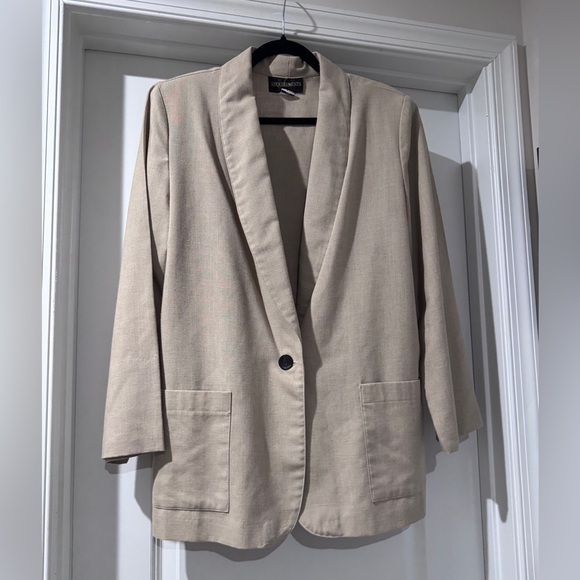 Vintage Requirements Women’s Linen Blend Blazer SportsCoat in Tan, Size 16 - Picture 5 of 8